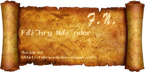 Fábry Nándor névjegykártya